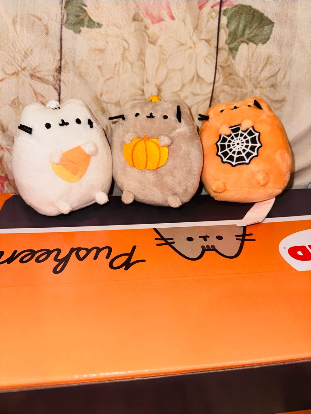 New Pusheen Halloween Plushies Bundle of 3: Candy Corn, Pumpkin & Spider Web